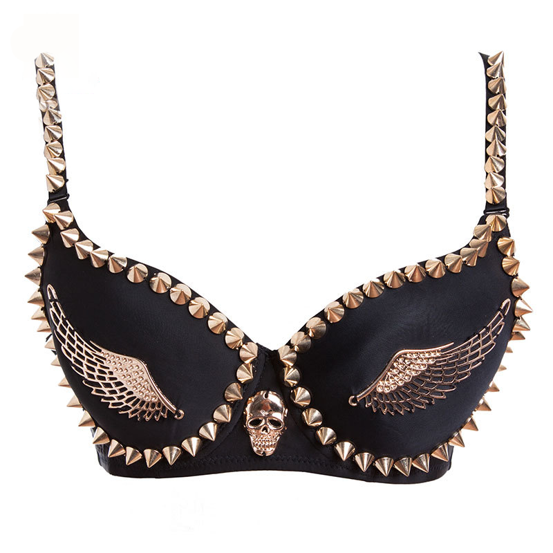 Skull & Wings Studded Bra