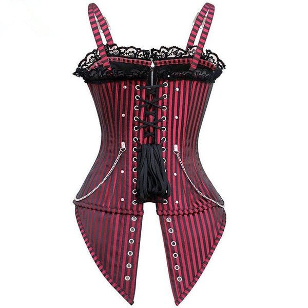 Striped Zipper Punk Body Sculpting Suit