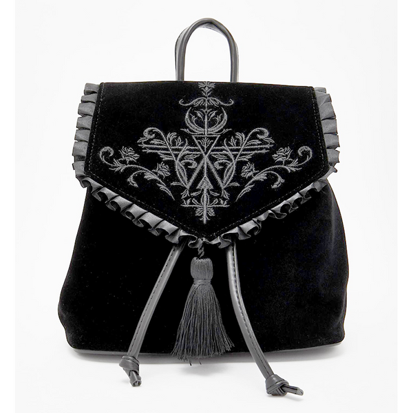 Magic Embroidered Black Velvet Backpack