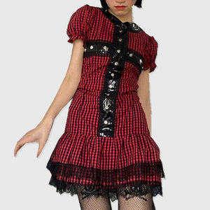 "Angry Eyes" Red Plaid Dress