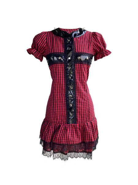 "Angry Eyes" Red Plaid Dress