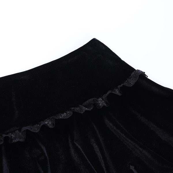 Cross Embroidery Lace Velvet Skirt