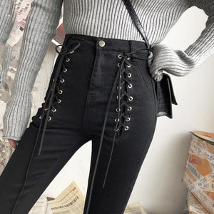 Double Lace Up Skinny Pants