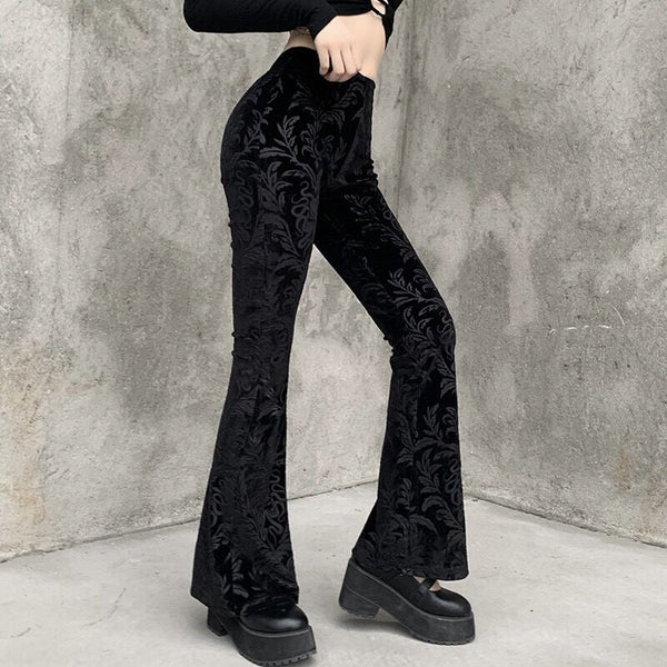 Embroidery Velvet Pants