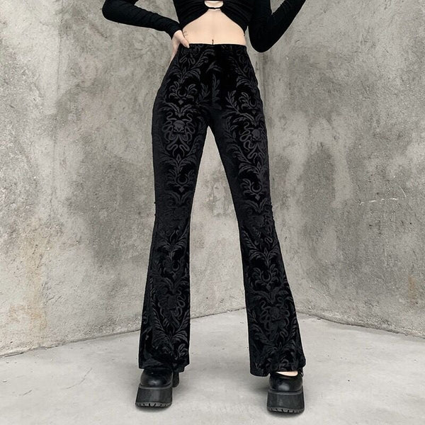 Embroidery Velvet Pants