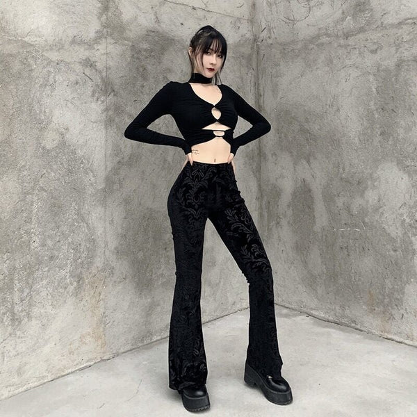 Embroidery Velvet Pants