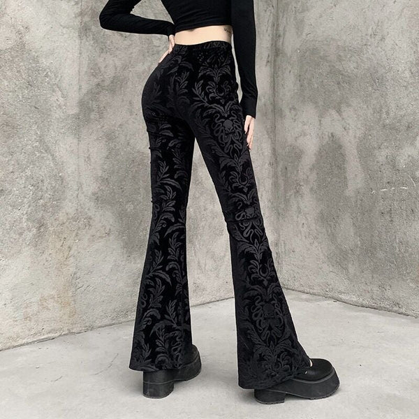 Embroidery Velvet Pants