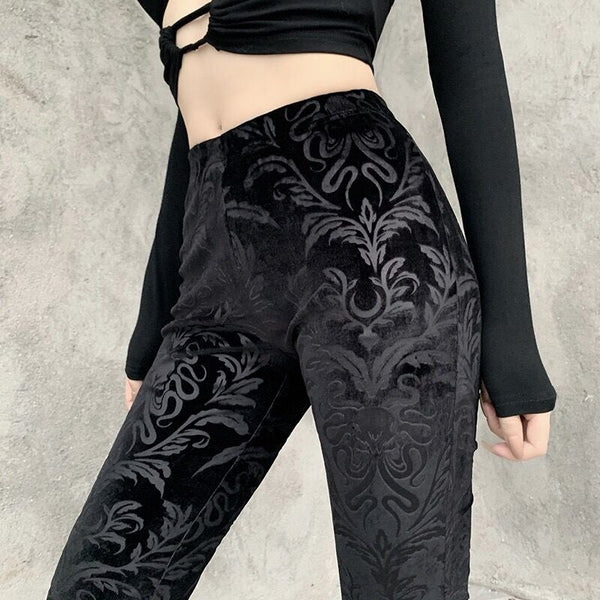 Embroidery Velvet Pants