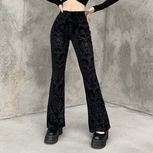 Embroidery Velvet Pants