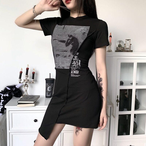 Graphics Irregular Mini Dress