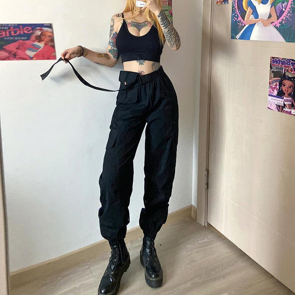 High Waist Cargo Pants With Pockets