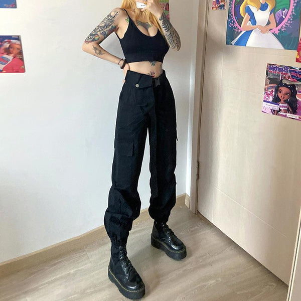 High Waist Cargo Pants With Pockets