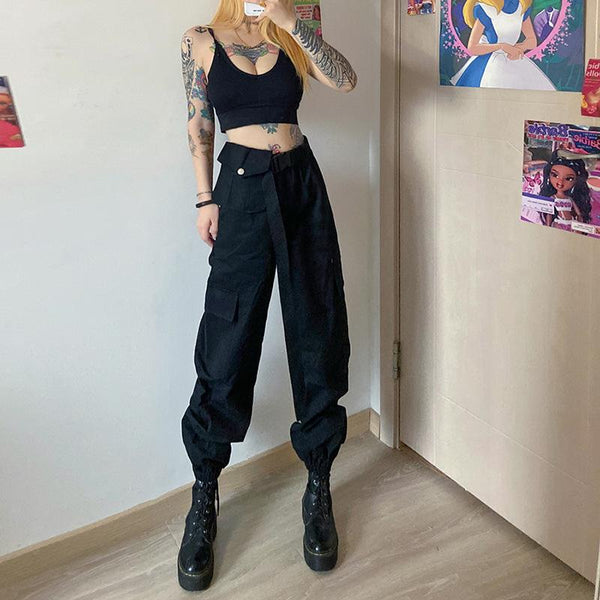 High Waist Cargo Pants With Pockets