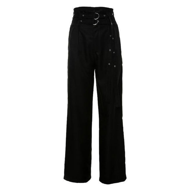 High Waist Double Belt Pants