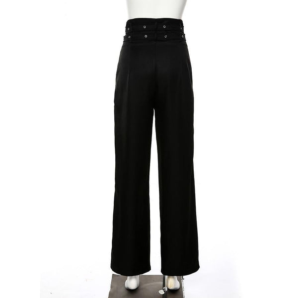 High Waist Double Belt Pants