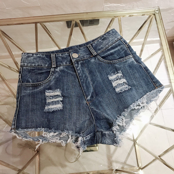 High Waist Holed Mini Shorts