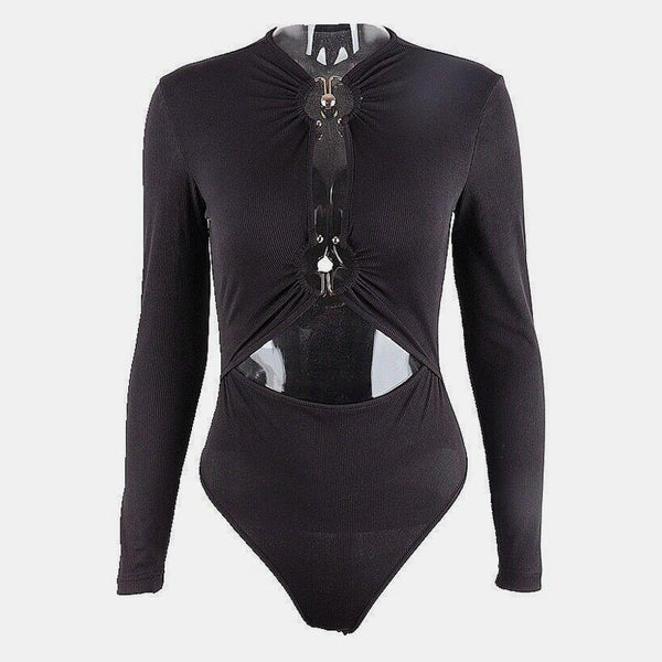 Valentine's Day Outfit Hollow Out Front Bodysuit