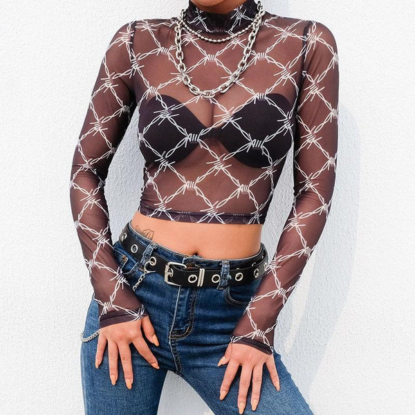 Mesh Long Sleeve Top