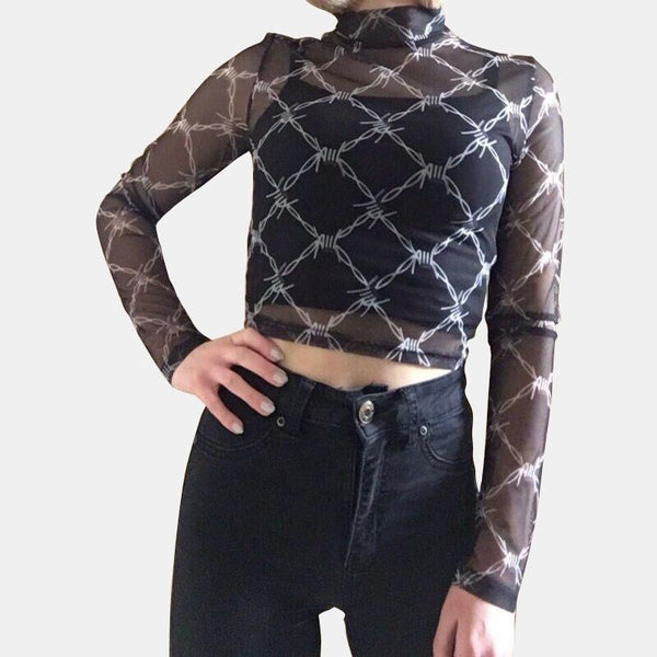 Mesh Long Sleeve Top