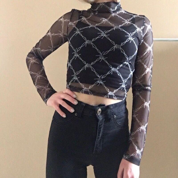 Mesh Long Sleeve Top