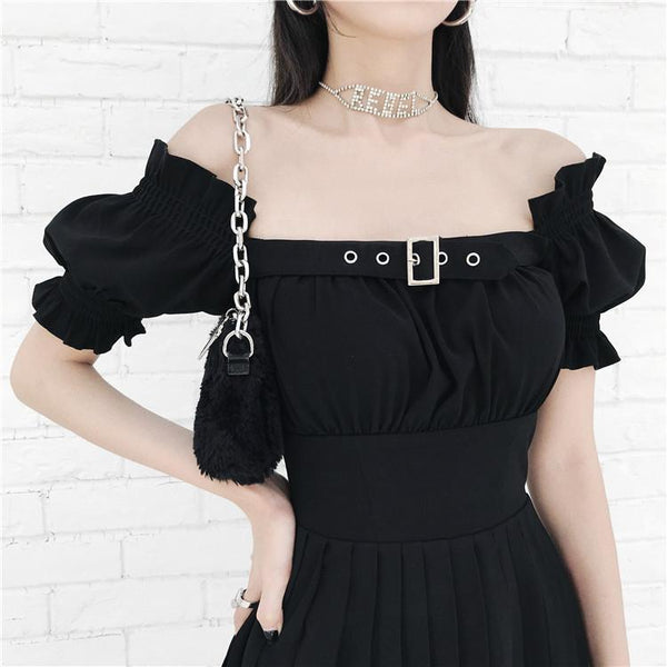 Off Shoulder High Waist Slim Dress