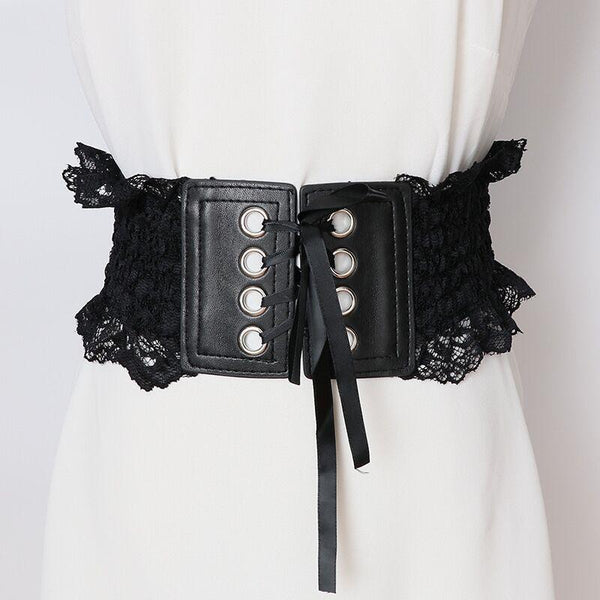 Black Lace Up Elasticated Belt