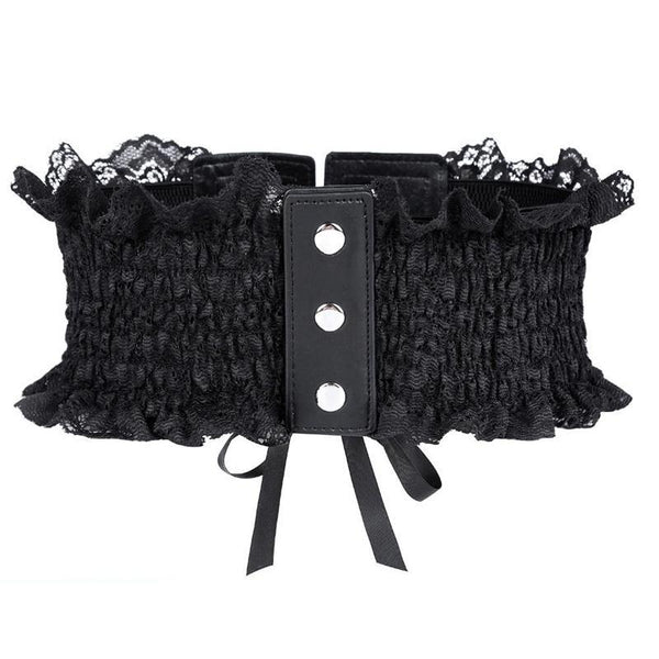 Black Lace Up Elasticated Belt