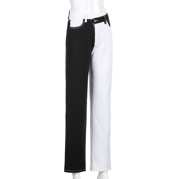 Black And White Two-Tone Pants