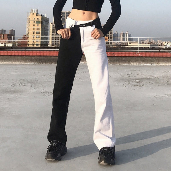 Black And White Two-Tone Pants