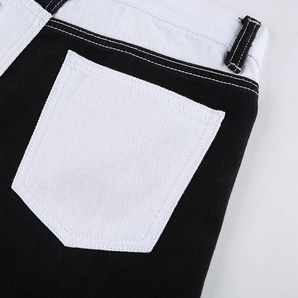 Black And White Two-Tone Pants