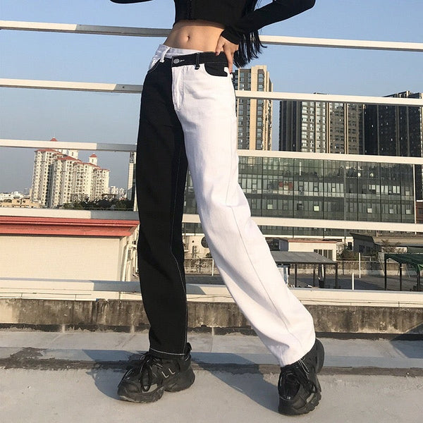 Black And White Two-Tone Pants