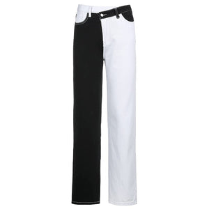 Black And White Two-Tone Pants