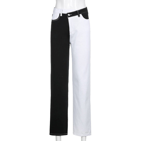 Black And White Two-Tone Pants