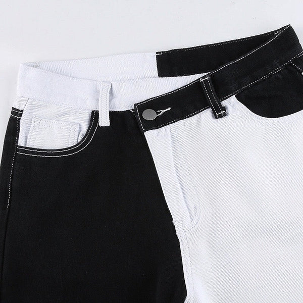 Black And White Two-Tone Pants