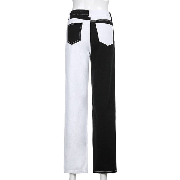 Black And White Two-Tone Pants