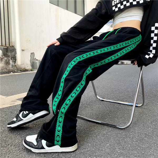 Black Pants Green Stripes Hong Kong Style