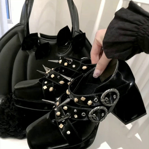 Brutal Rivets Punk Heels