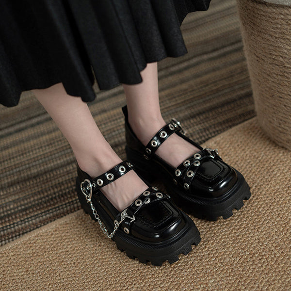 Chain British Style Thick Bottom Shoes