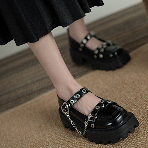 Chain British Style Thick Bottom Shoes