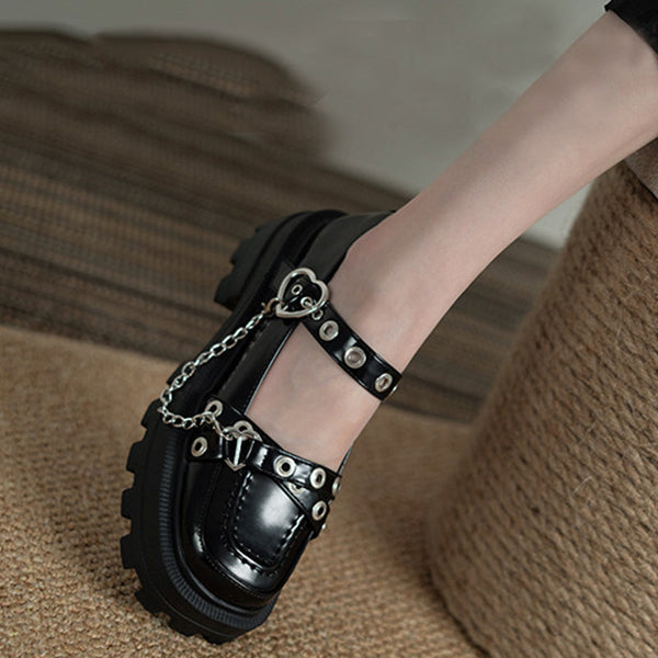 Chain British Style Thick Bottom Shoes