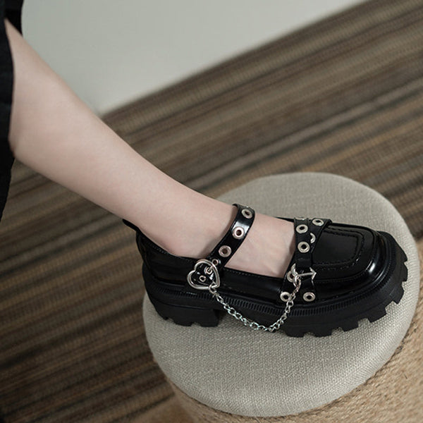 Chain British Style Thick Bottom Shoes