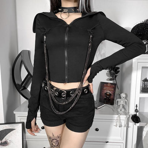 Dark In Love Zip Up Slim Top