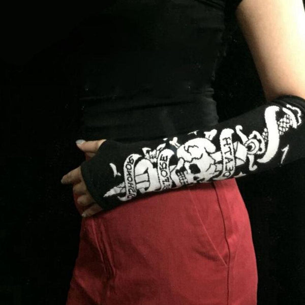 Dark Grunge Punk Black Armbands Skull