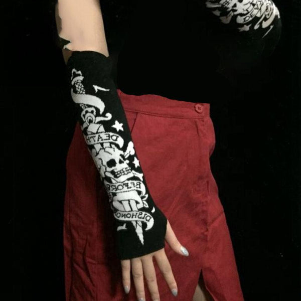 Dark Grunge Punk Black Armbands Skull