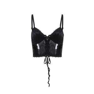 Dark Velvet Mesh Panel Camisole