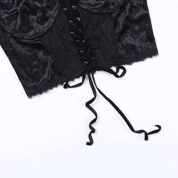 Dark Velvet Mesh Panel Camisole