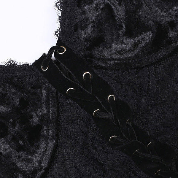 Dark Velvet Mesh Panel Camisole