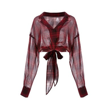 Punk Style Baggy Plaid Blouse Tops