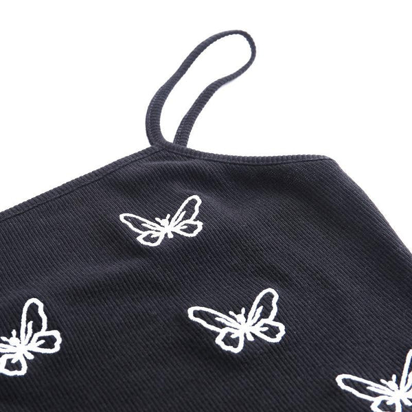 Drawstring Butterfly Print Top