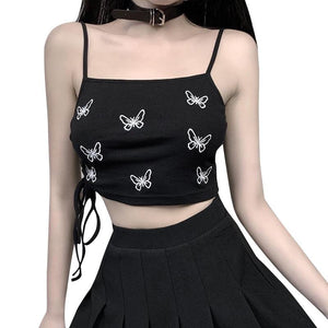 Drawstring Butterfly Print Top